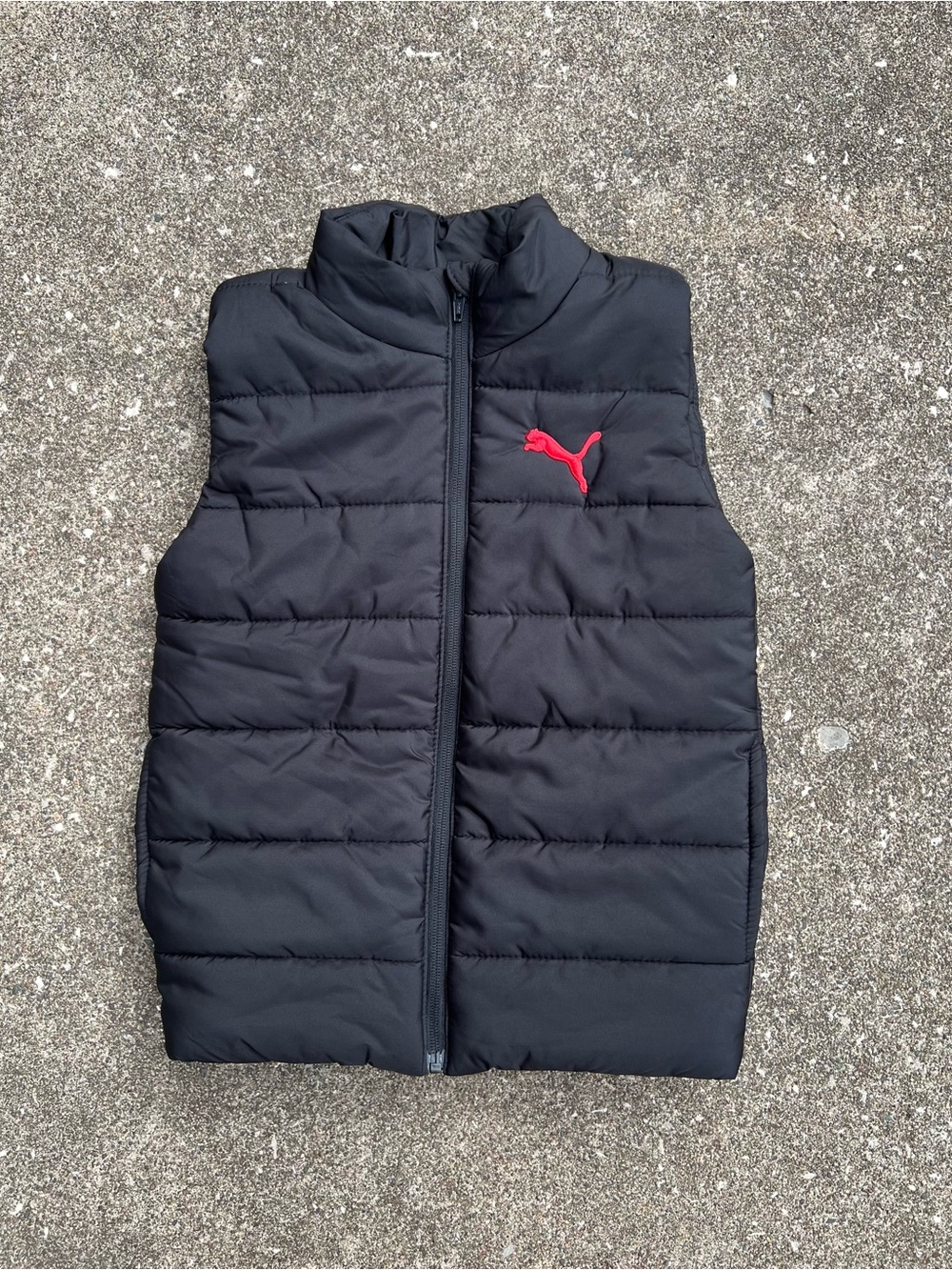 Puma Black Quilted Kids Vest with Red Puma Logo